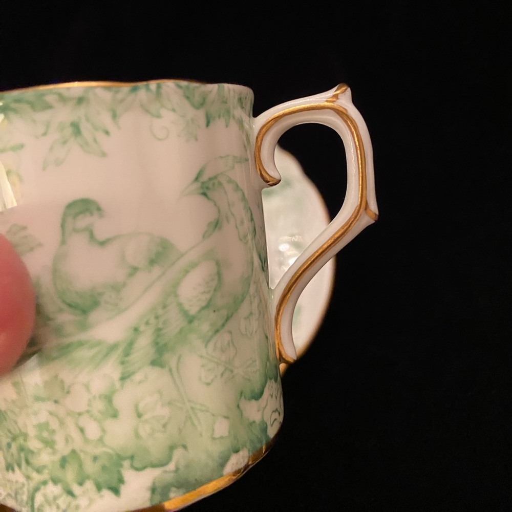Green Aves by Royal Crown Derby Demitasse Cup & Saucer Vintage Toile - Picture 10 of 12